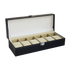 6 Slot Mens Watch Display Case Box Black PU Leather-Watch Accessories-PEROZ Accessories