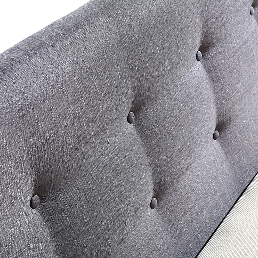 Double Linen Fabric Deluxe Bed Frame Grey-Furniture > Bedroom-PEROZ Accessories