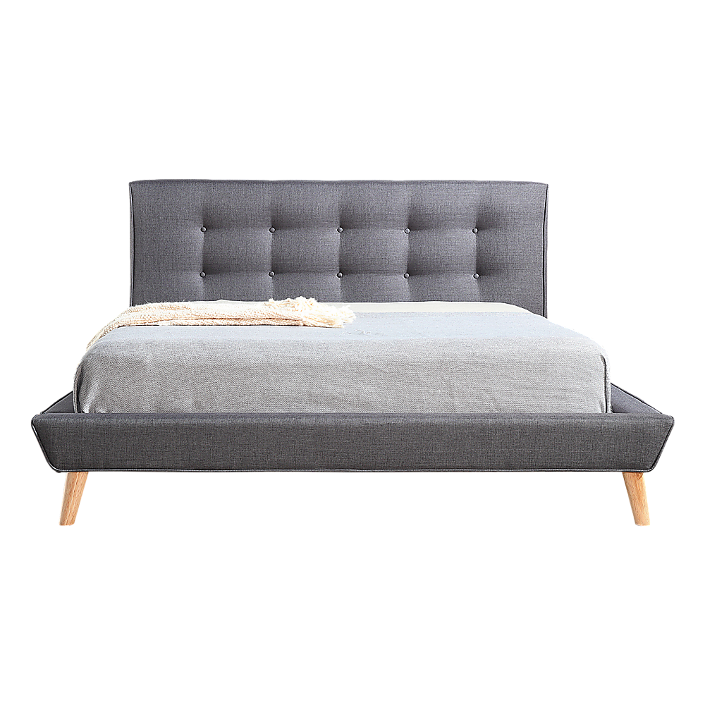 Double Linen Fabric Deluxe Bed Frame Grey-Furniture > Bedroom-PEROZ Accessories