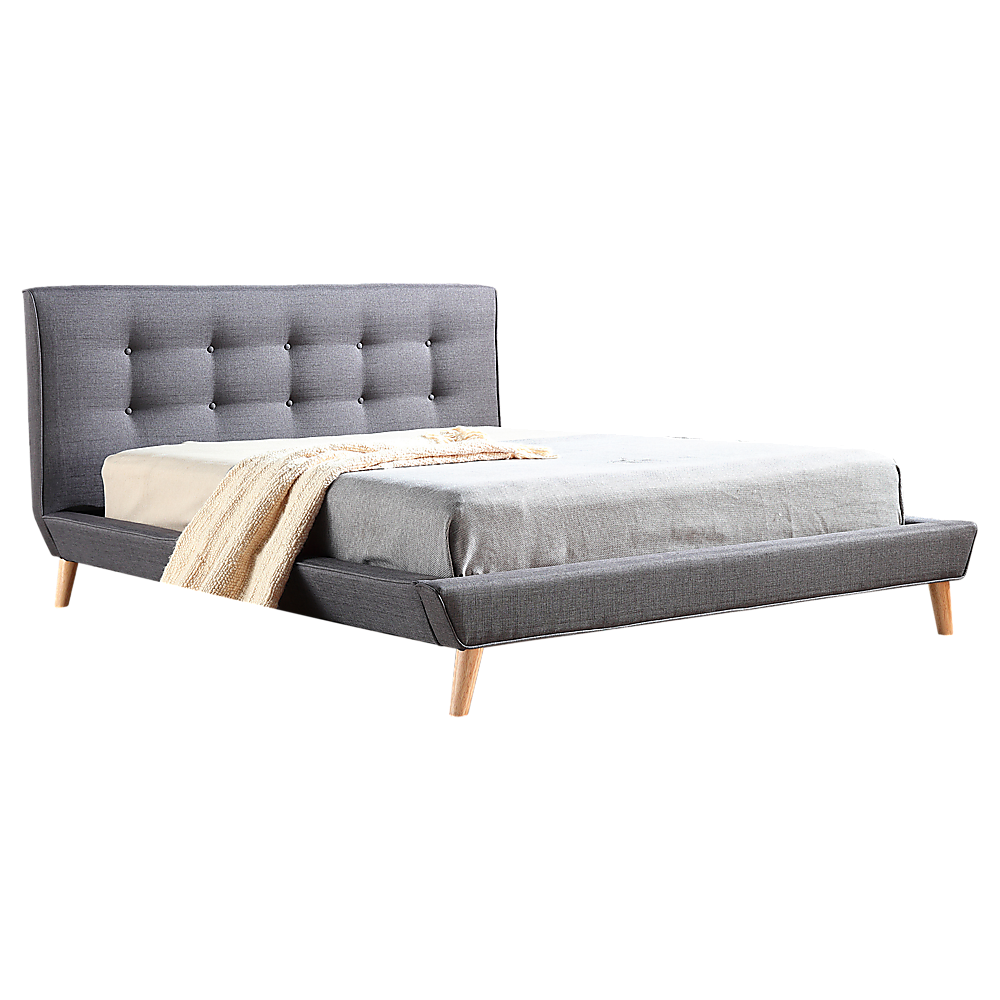 Queen Linen Fabric Deluxe Bed Frame Grey-Bed Frames-PEROZ Accessories