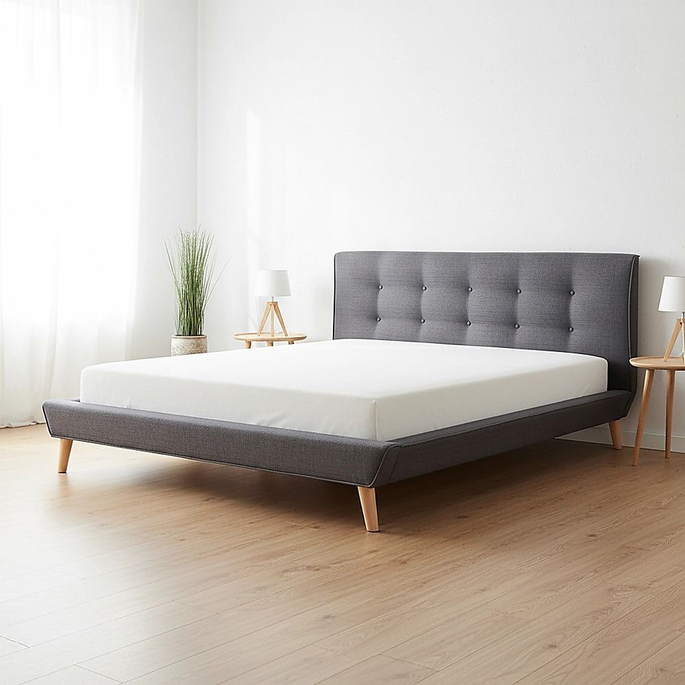 Queen Linen Fabric Deluxe Bed Frame Grey-Bed Frames-PEROZ Accessories