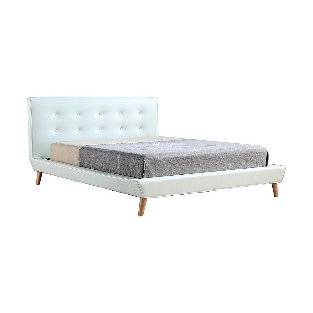 Queen PU Leather Deluxe Bed Frame White-Furniture > Bedroom-PEROZ Accessories