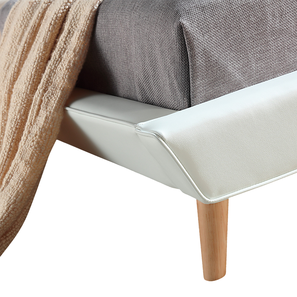 Queen PU Leather Deluxe Bed Frame White-Furniture > Bedroom-PEROZ Accessories