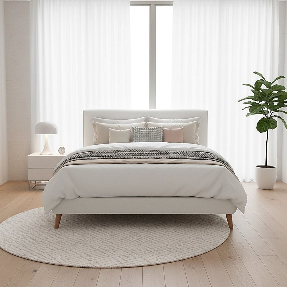 Queen PU Leather Deluxe Bed Frame White-Furniture > Bedroom-PEROZ Accessories