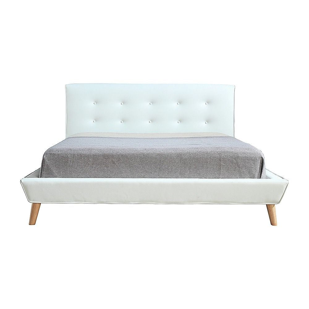 Queen PU Leather Deluxe Bed Frame White-Furniture > Bedroom-PEROZ Accessories