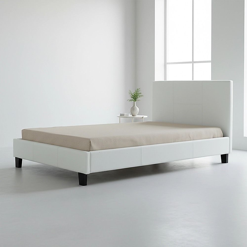 King Single PU Leather Bed Frame White-Bed Frames-PEROZ Accessories