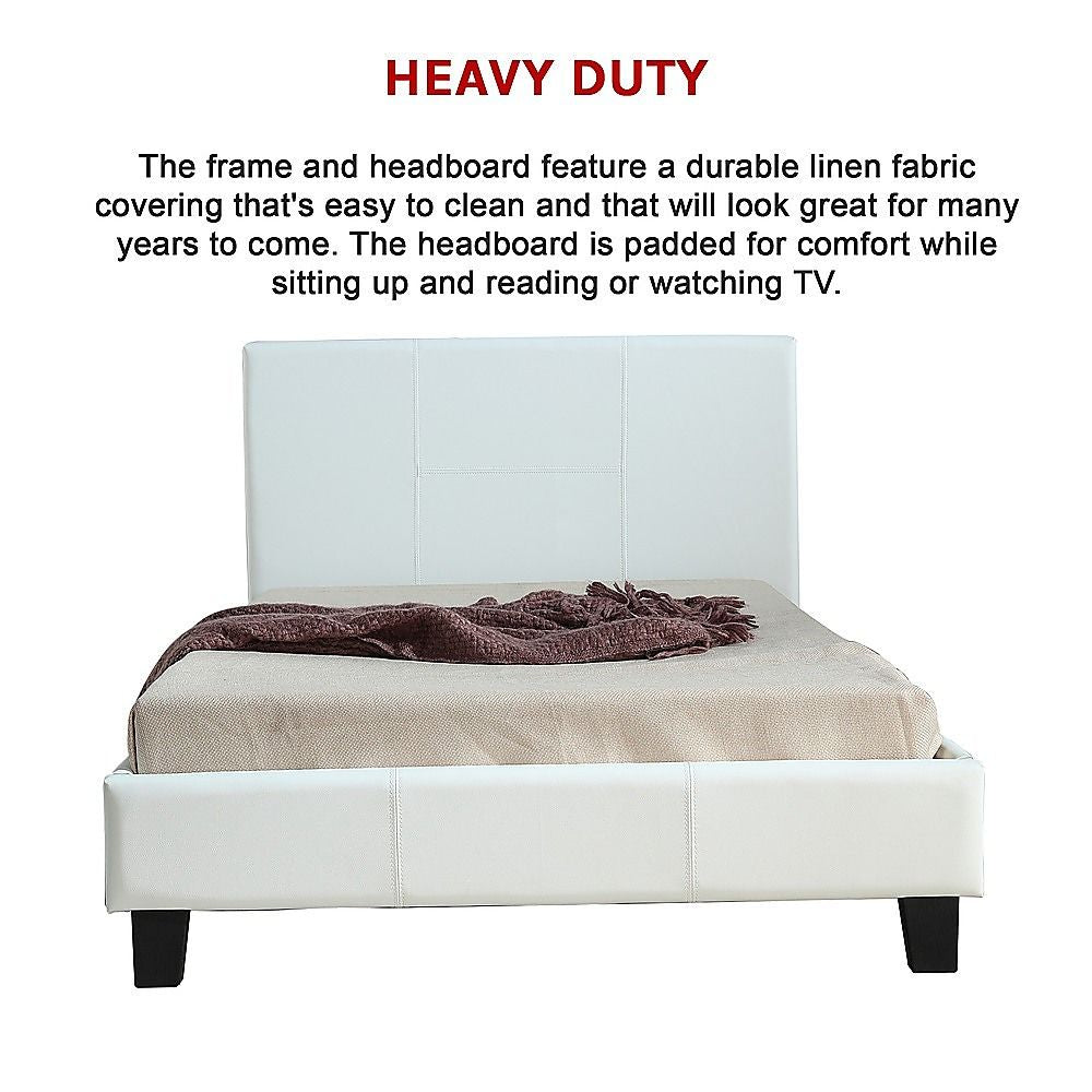 King Single PU Leather Bed Frame White-Bed Frames-PEROZ Accessories