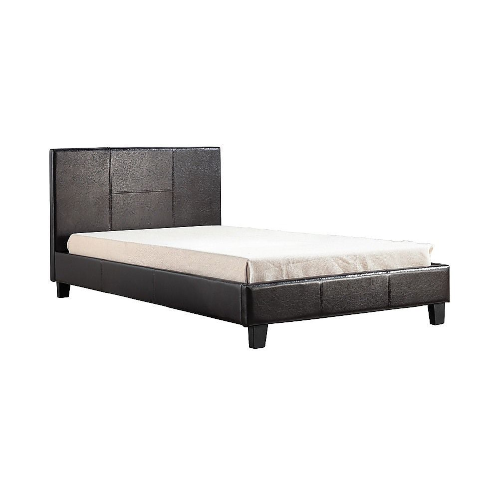 King Single PU Leather Bed Frame Brown-Bed Frames-PEROZ Accessories