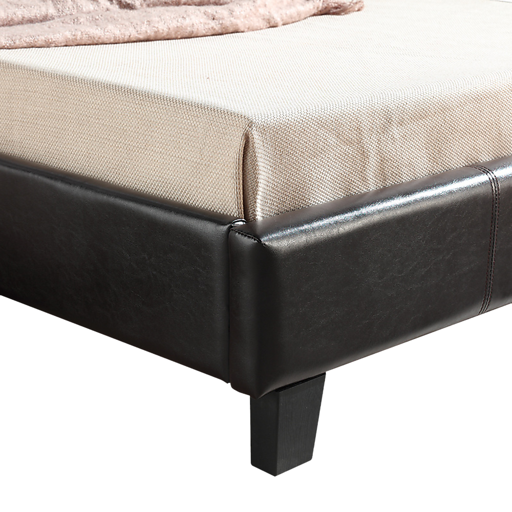 King Single PU Leather Bed Frame Brown-Bed Frames-PEROZ Accessories