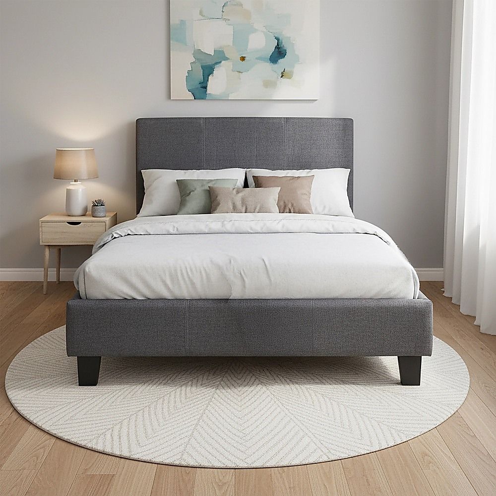 King Single Linen Fabric Bed Frame Grey-Bed Frames-PEROZ Accessories