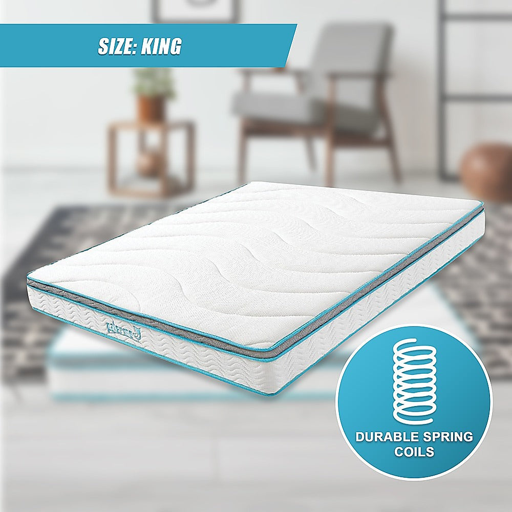 King 20cm Hybrid Mattress – Memory Foam and Innerspring Support-Furniture > Mattresses-PEROZ Accessories