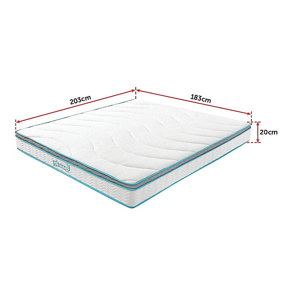 King 20cm Hybrid Mattress – Memory Foam and Innerspring Support-Furniture > Mattresses-PEROZ Accessories