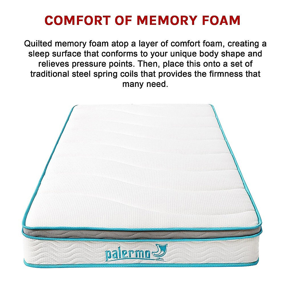 Palermo Single 20cm Memory Foam and Innerspring Hybrid Mattress-Furniture > Mattresses-PEROZ Accessories