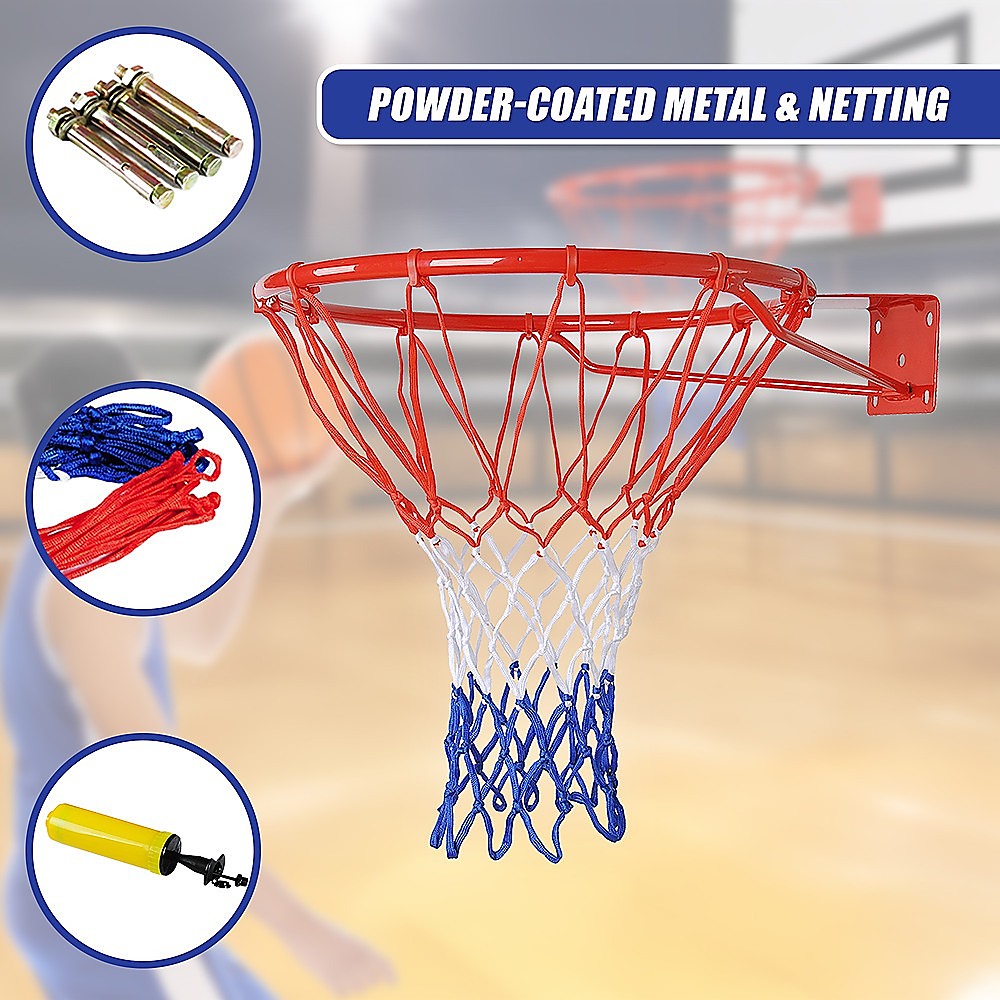 Pro Size Wall Mounted Basketball Hoop Ring Goal Net Rim Dunk Shooting Outdoor-Sports & Fitness > Fitness Accessories-PEROZ Accessories