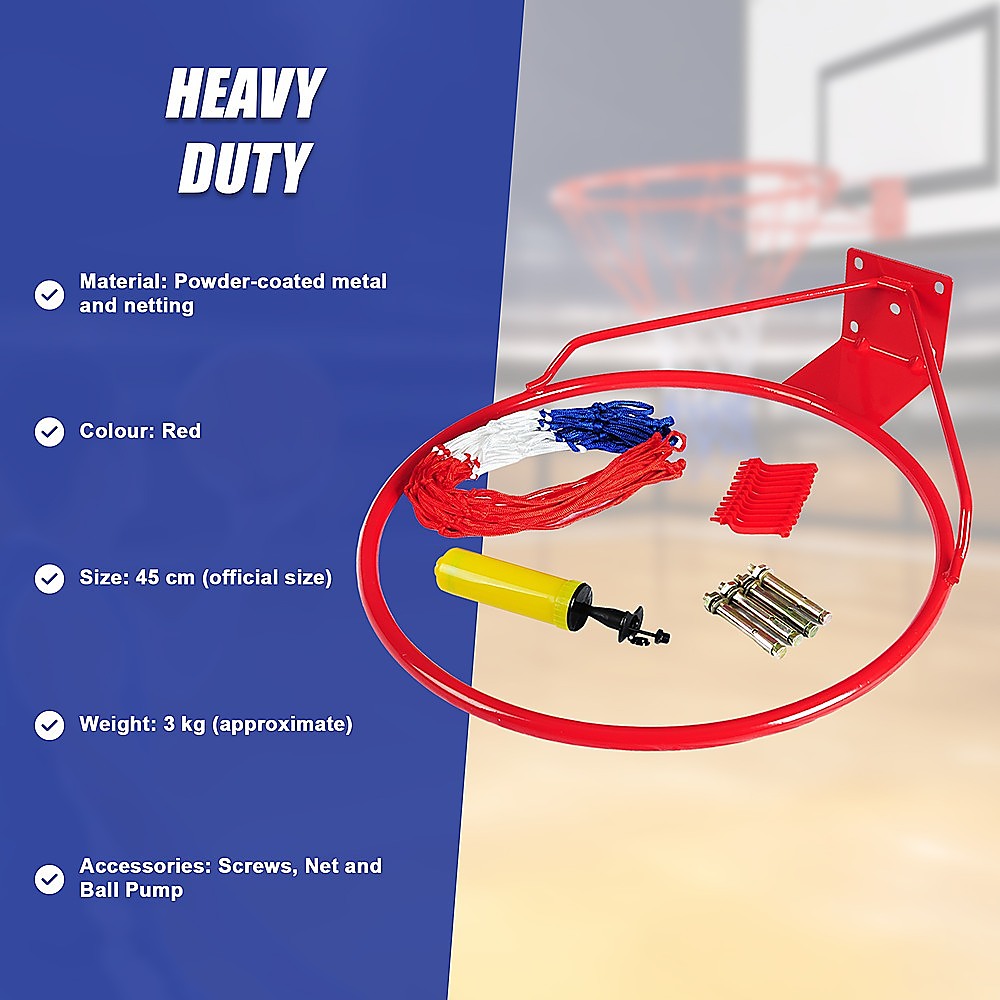 Pro Size Wall Mounted Basketball Hoop Ring Goal Net Rim Dunk Shooting Outdoor-Sports & Fitness > Fitness Accessories-PEROZ Accessories