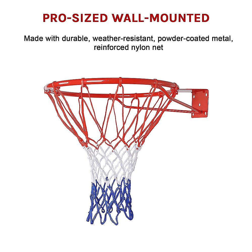 Pro Size Wall Mounted Basketball Hoop Ring Goal Net Rim Dunk Shooting Outdoor-Sports & Fitness > Fitness Accessories-PEROZ Accessories