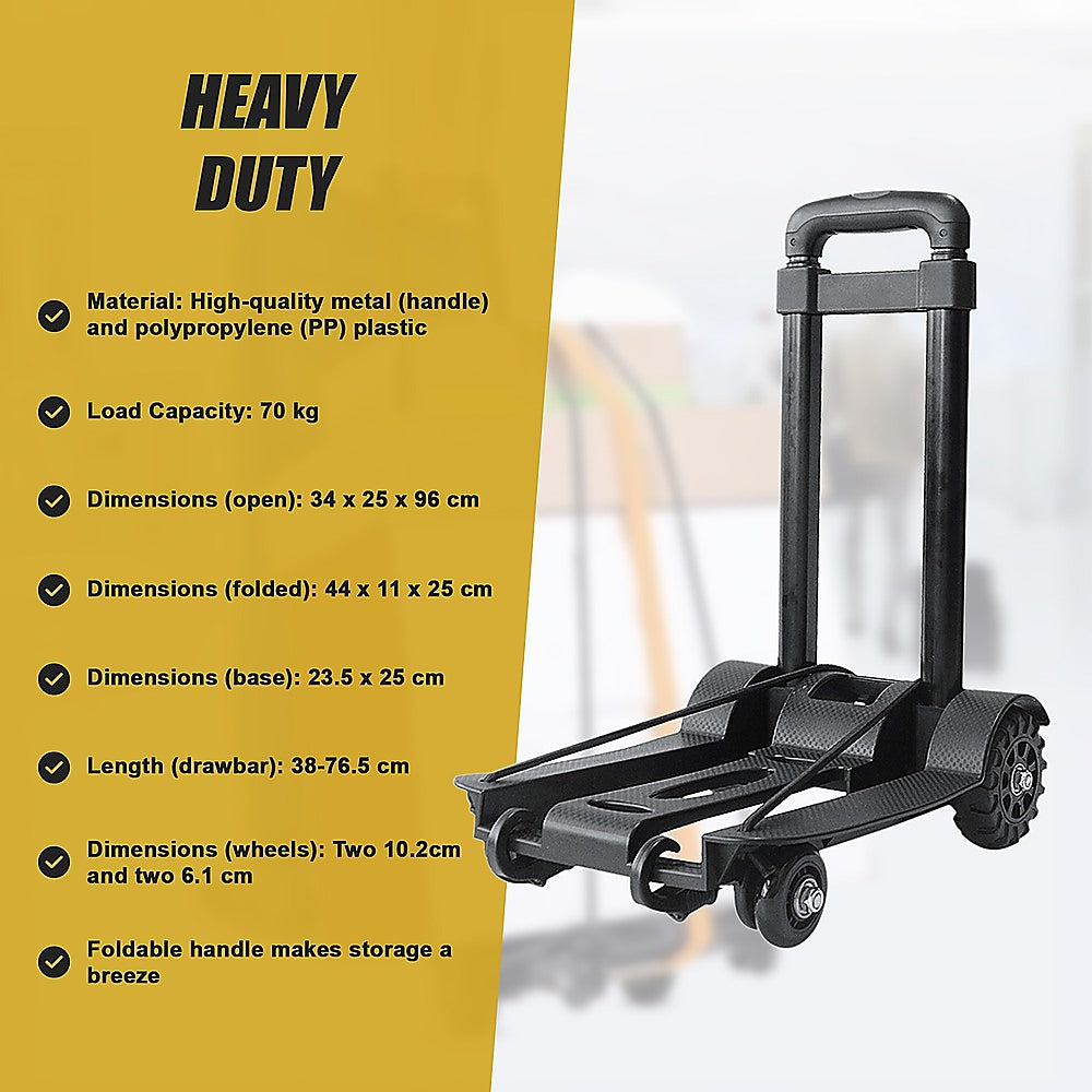 Portable Cart Folding Dolly Push Truck Hand Collapsible Trolley Luggage 70Kg-Outdoor > Others-PEROZ Accessories