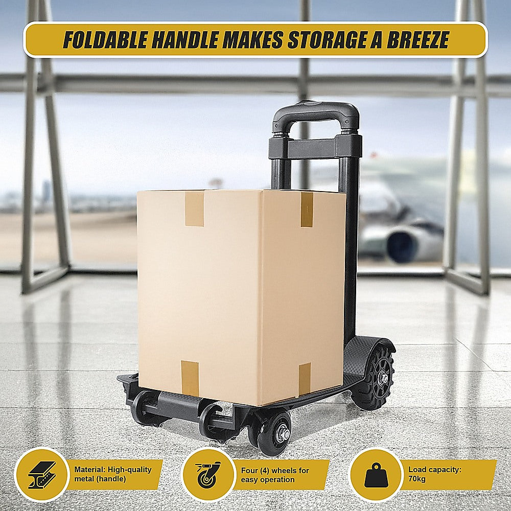 Portable Cart Folding Dolly Push Truck Hand Collapsible Trolley Luggage 70Kg-Outdoor > Others-PEROZ Accessories