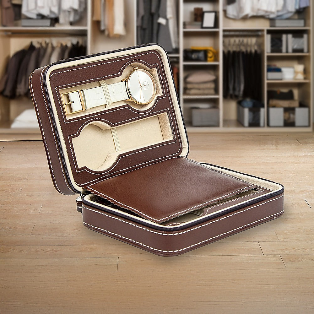 4 Watch Box Display Travel Case PU Leather-Home & Garden > Hobbies-PEROZ Accessories