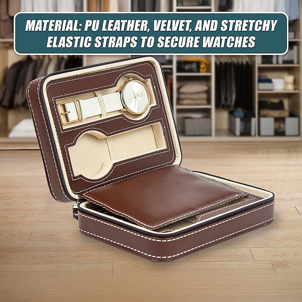 4 Watch Box Display Travel Case PU Leather-Home & Garden > Hobbies-PEROZ Accessories