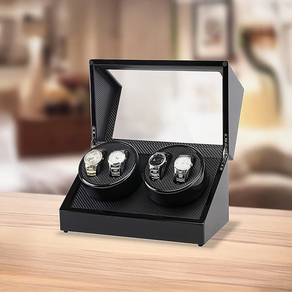Automatic Quad Watch Winder Wood Display Box Case Motor Rotation Storage-Watch Accessories-PEROZ Accessories