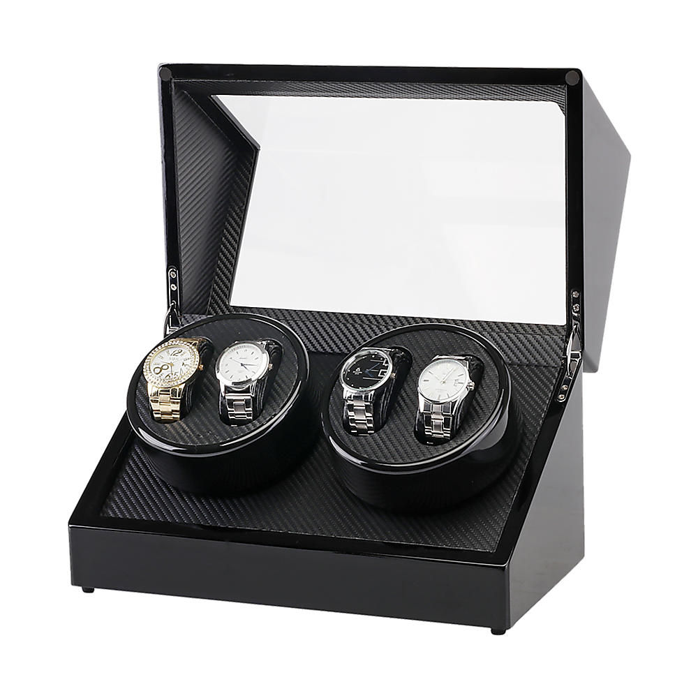 Automatic Quad Watch Winder Wood Display Box Case Motor Rotation Storage-Watch Accessories-PEROZ Accessories