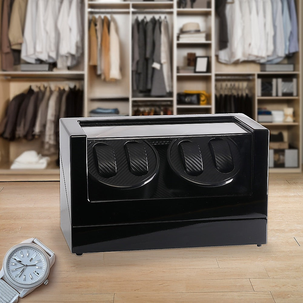 Automatic Quad Watch Winder Wood Display Box Case Motor Rotation Storage-Watch Accessories-PEROZ Accessories