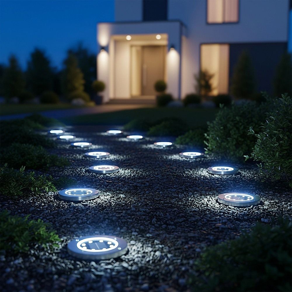 12x Solar Powered LED Buried Inground Recessed Light Garden Outdoor Deck Path-Home & Garden > Garden Lights-PEROZ Accessories