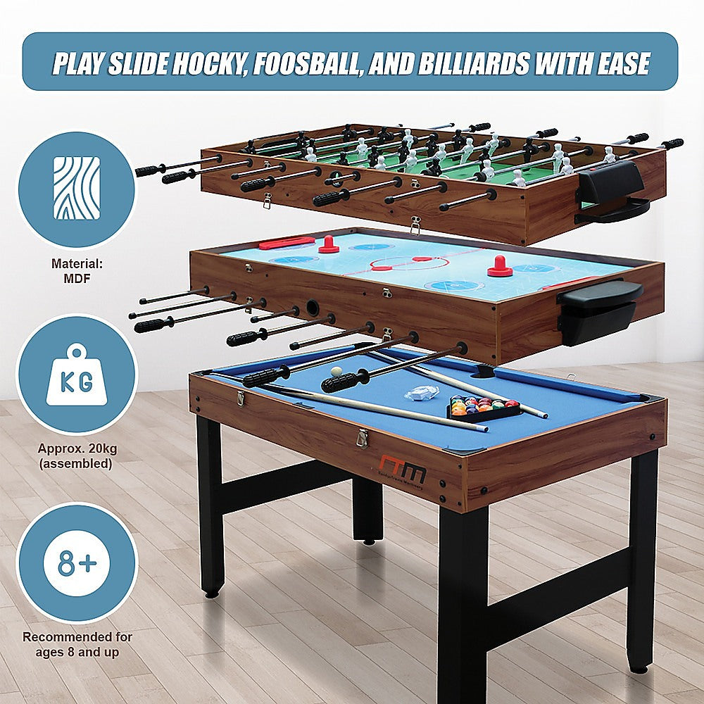 4FT 3-in-1 Games Foosball Soccer Hockey Pool Table-Gift & Novelty > Games > Activity Games-PEROZ Accessories