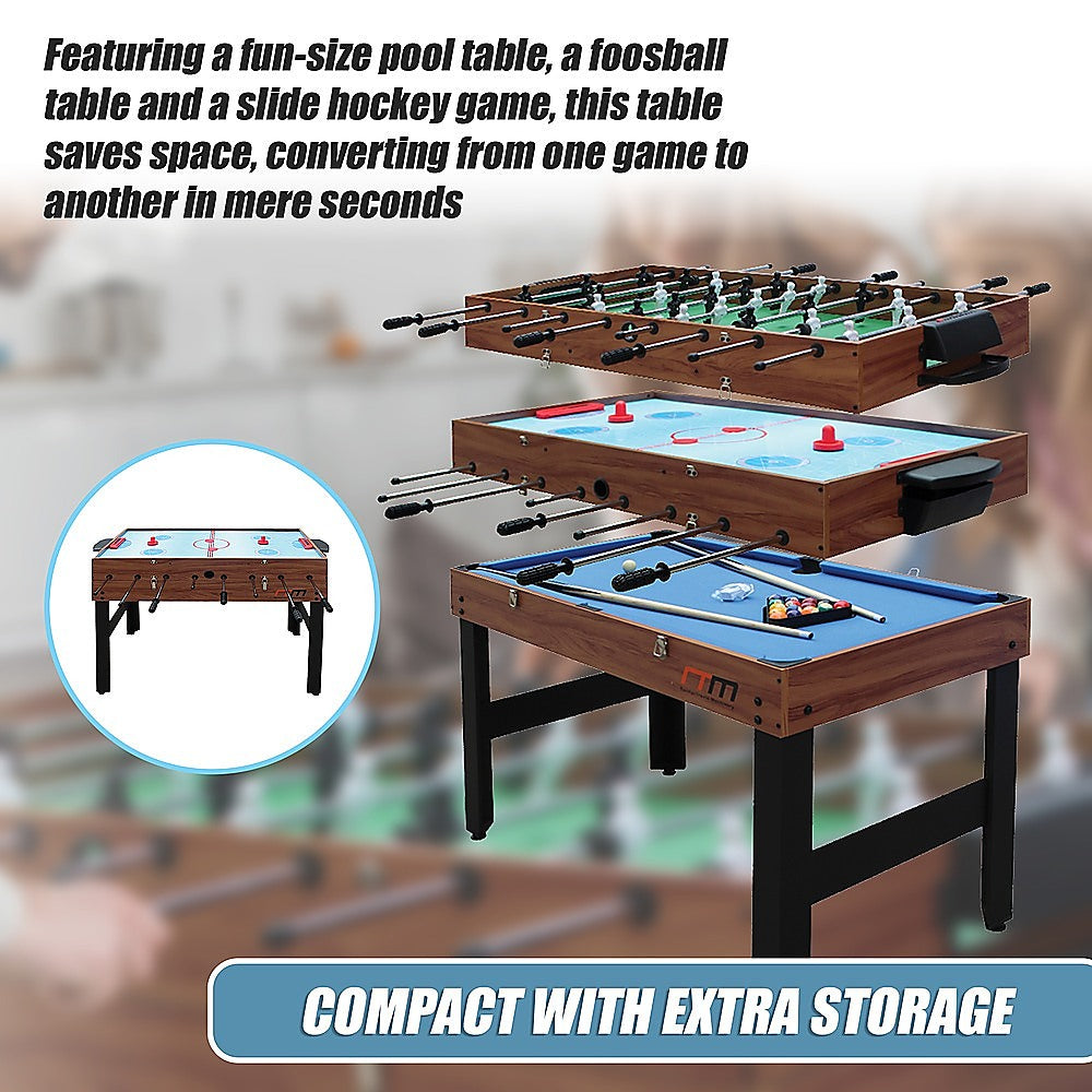 4FT 3-in-1 Games Foosball Soccer Hockey Pool Table-Gift & Novelty > Games > Activity Games-PEROZ Accessories
