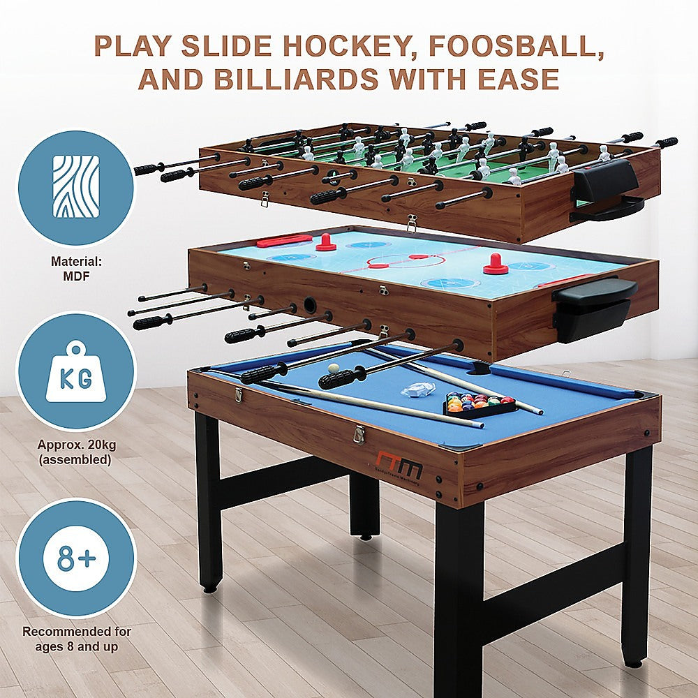 4FT 3-in-1 Games Foosball Soccer Hockey Pool Table-Gift & Novelty > Games > Activity Games-PEROZ Accessories