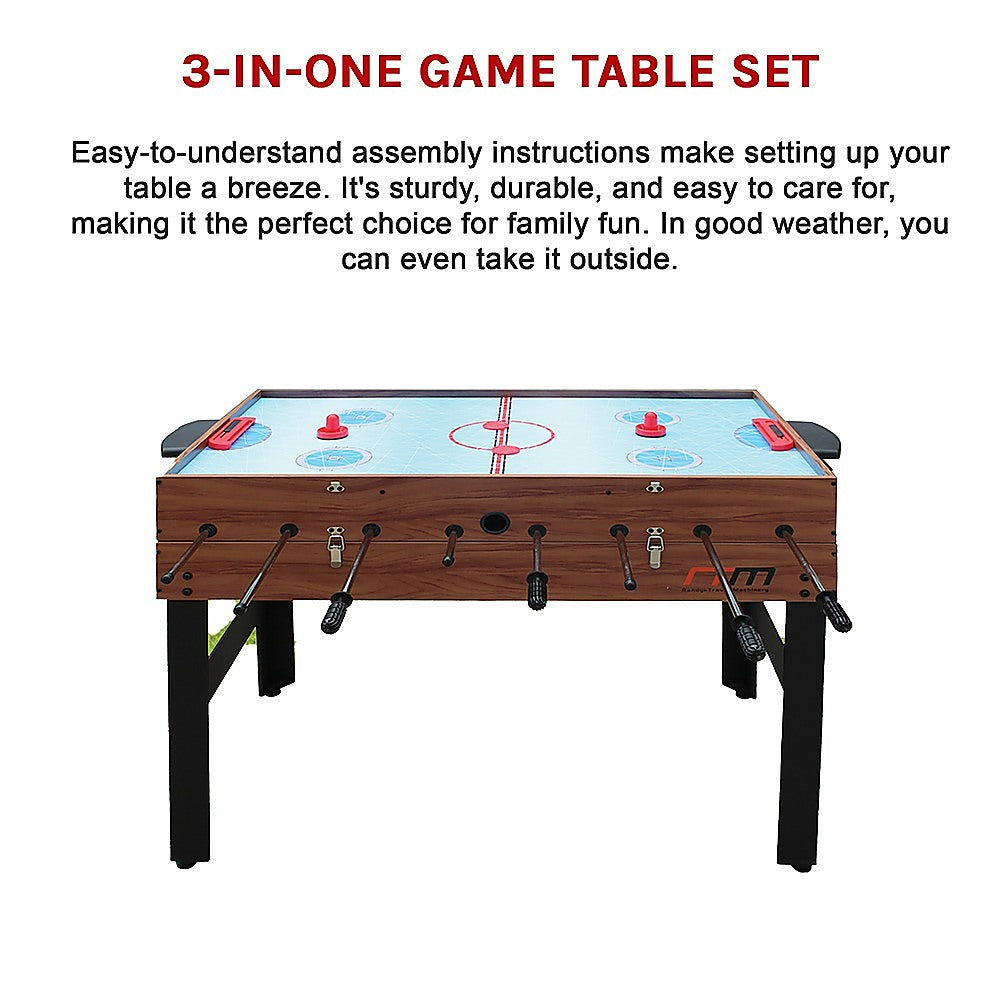 4FT 3-in-1 Games Foosball Soccer Hockey Pool Table-Gift & Novelty > Games > Activity Games-PEROZ Accessories