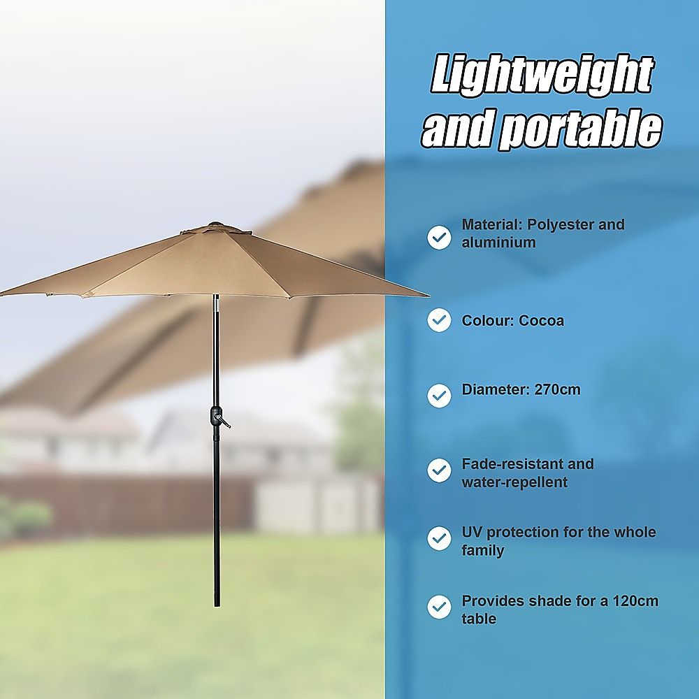 9FT Patio Umbrella Outdoor Garden Table Umbrella with 8 Sturdy Ribs-Outdoor Umbrellas-PEROZ Accessories