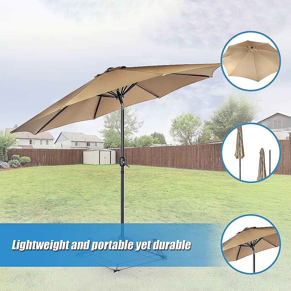 9FT Patio Umbrella Outdoor Garden Table Umbrella with 8 Sturdy Ribs-Outdoor Umbrellas-PEROZ Accessories