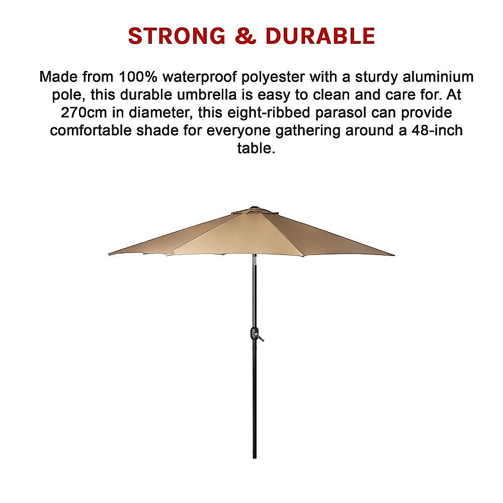 9FT Patio Umbrella Outdoor Garden Table Umbrella with 8 Sturdy Ribs-Home & Garden > Shading > Umbrellas & Sunshades-PEROZ Accessories