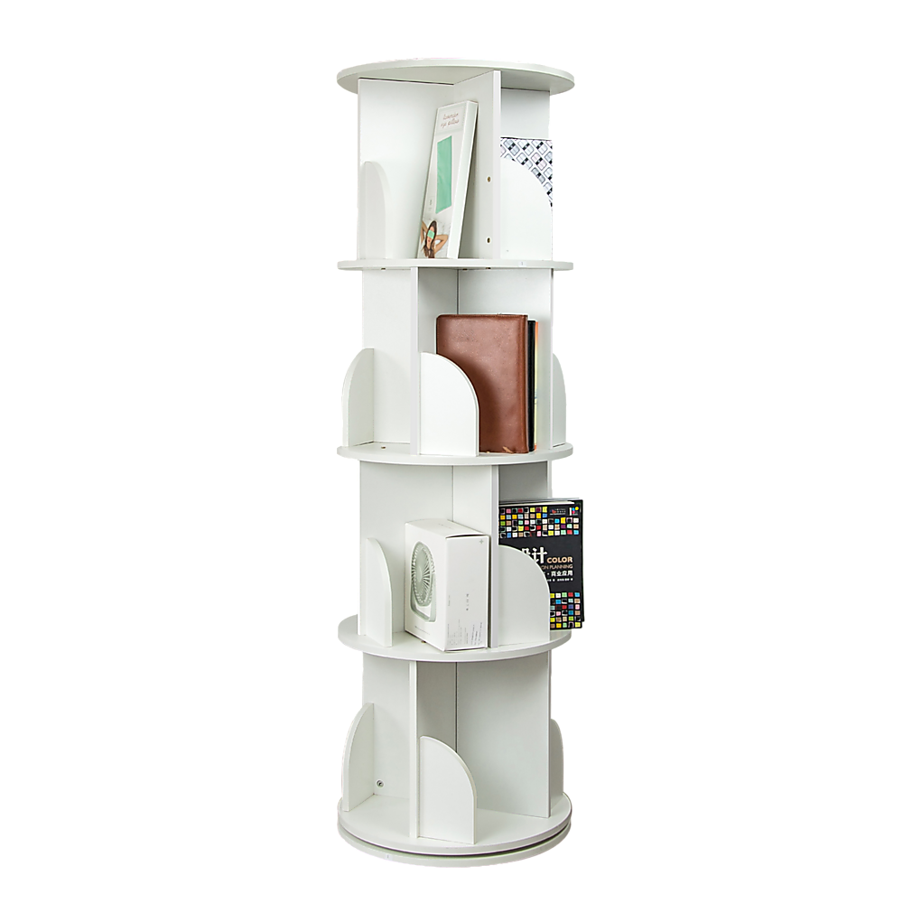 360-degree Rotating 4 Tier Display Shelf Bookcase Organiser-Bookcases & Shelves-PEROZ Accessories