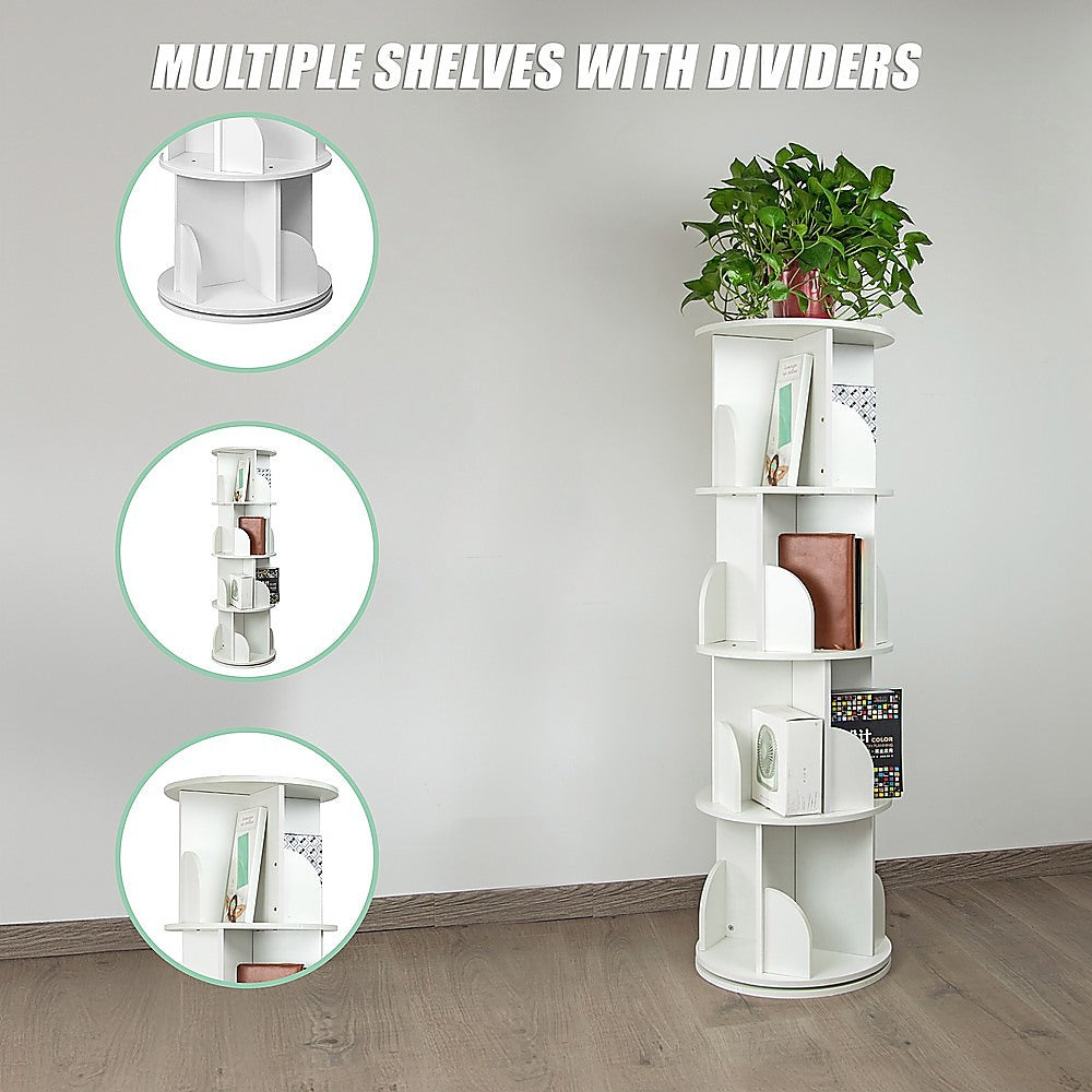 360-degree Rotating 4 Tier Display Shelf Bookcase Organiser-Bookcases & Shelves-PEROZ Accessories