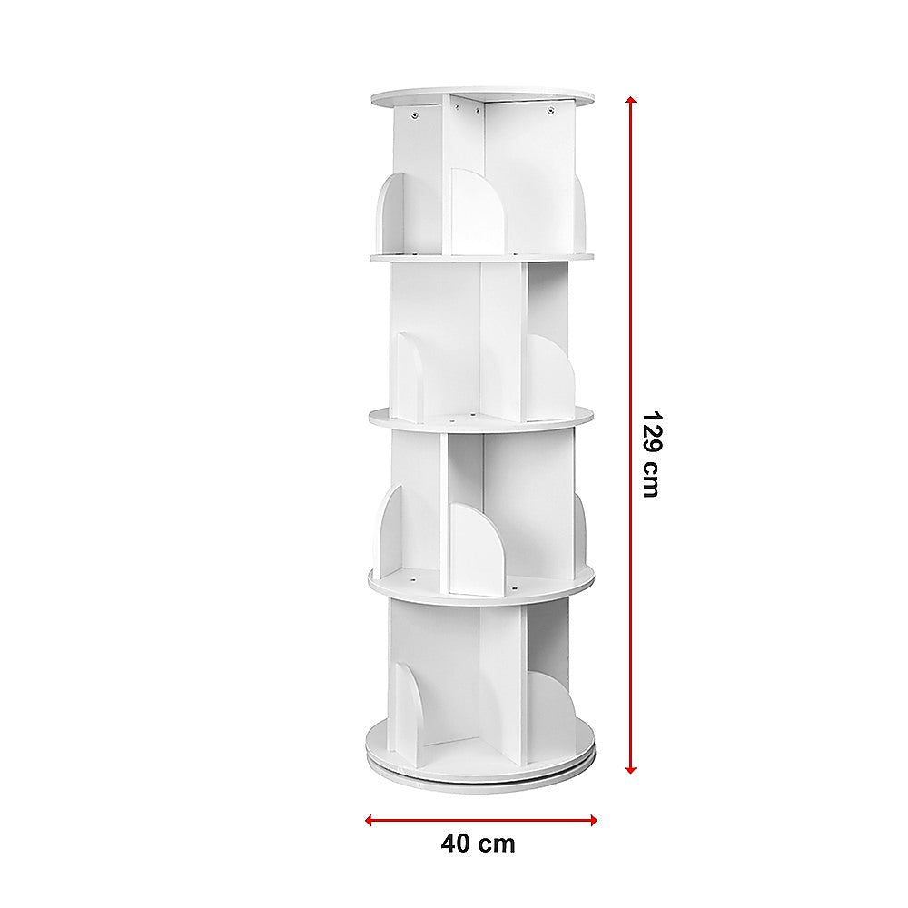 360-degree Rotating 4 Tier Display Shelf Bookcase Organiser-Bookcases & Shelves-PEROZ Accessories