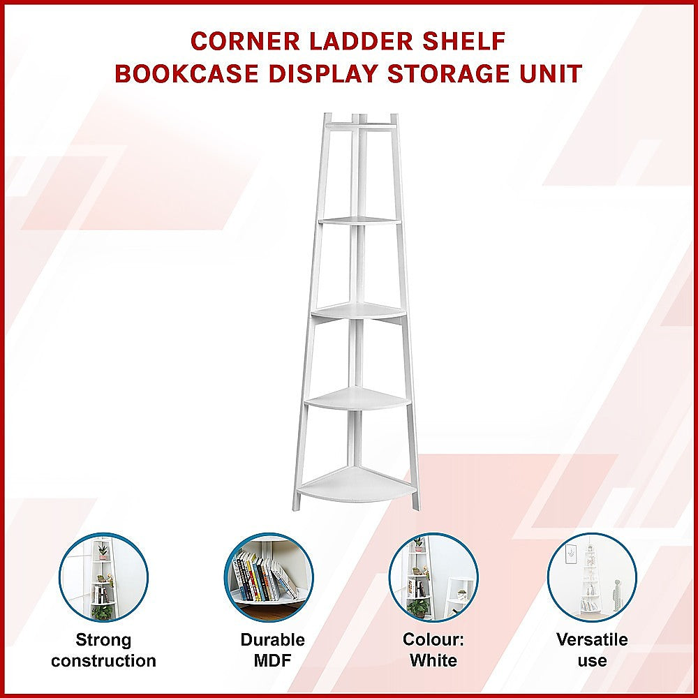 Corner Ladder Shelf Bookcase Display Storage Unit-Bookcases & Shelves-PEROZ Accessories