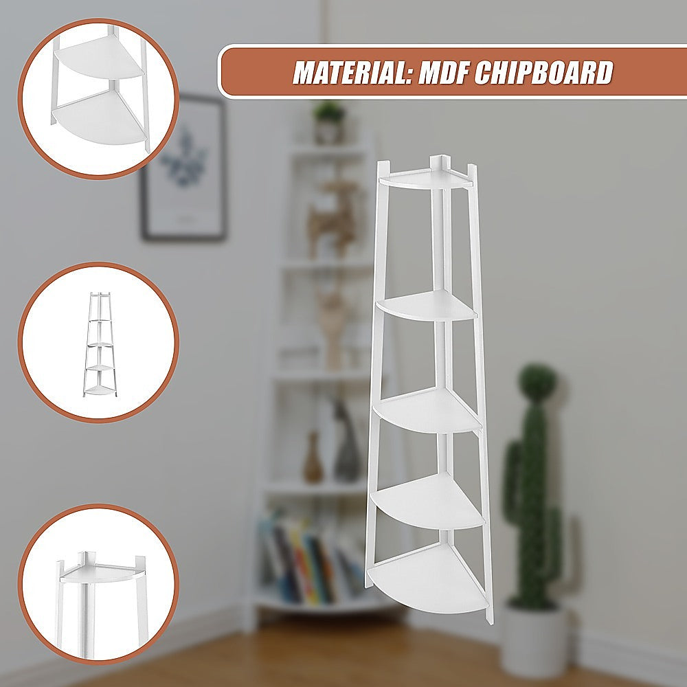 Corner Ladder Shelf Bookcase Display Storage Unit-Bookcases & Shelves-PEROZ Accessories