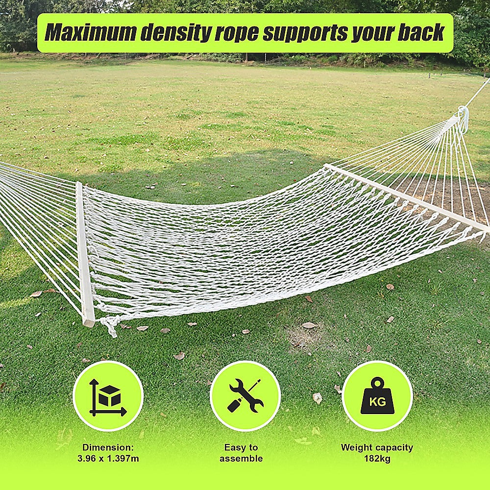 4m Traditional Cotton Rope Hammock with Hanging Hardware-Hammock-PEROZ Accessories