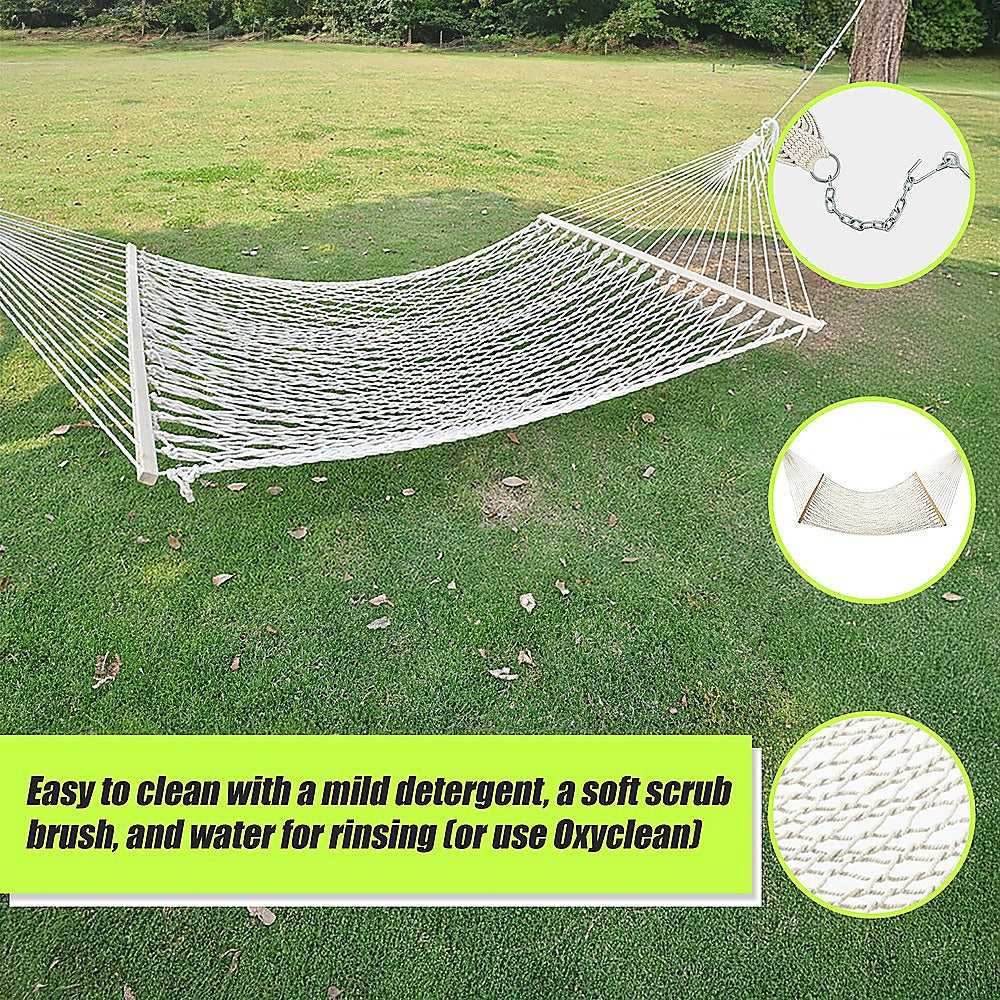 4m Traditional Cotton Rope Hammock with Hanging Hardware-Hammock-PEROZ Accessories