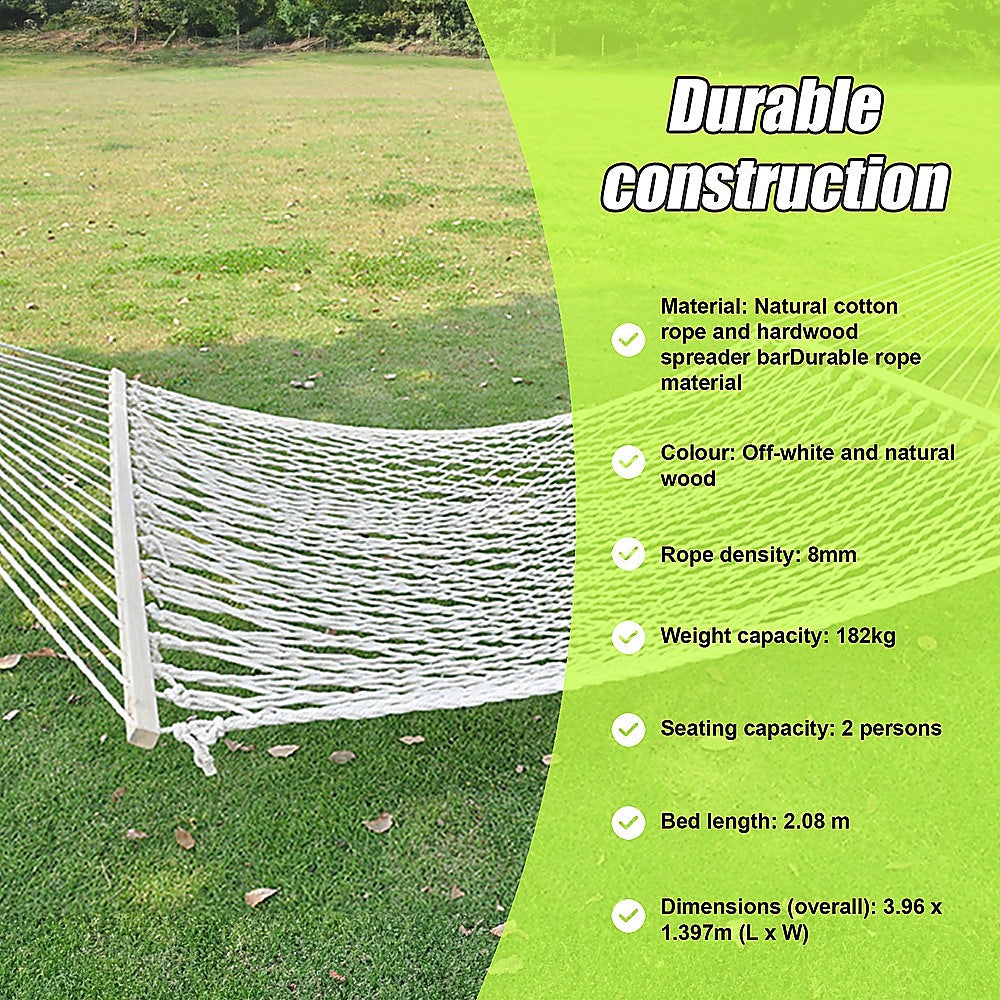 4m Traditional Cotton Rope Hammock with Hanging Hardware-Hammock-PEROZ Accessories