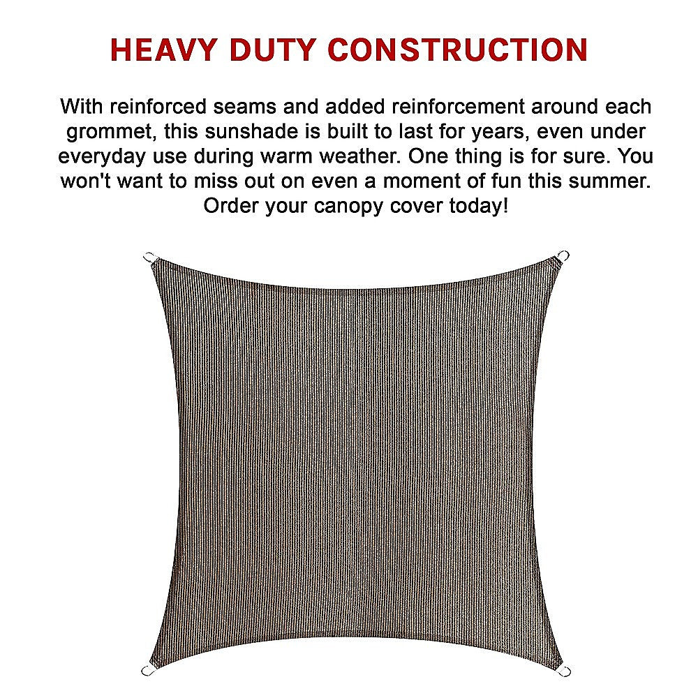 Rectangle Sun Shade Sail Fabric Garden Patio Pool Awning Canopy Cover Coffee-Home & Garden > Shading > Canopies & Gazebos-PEROZ Accessories