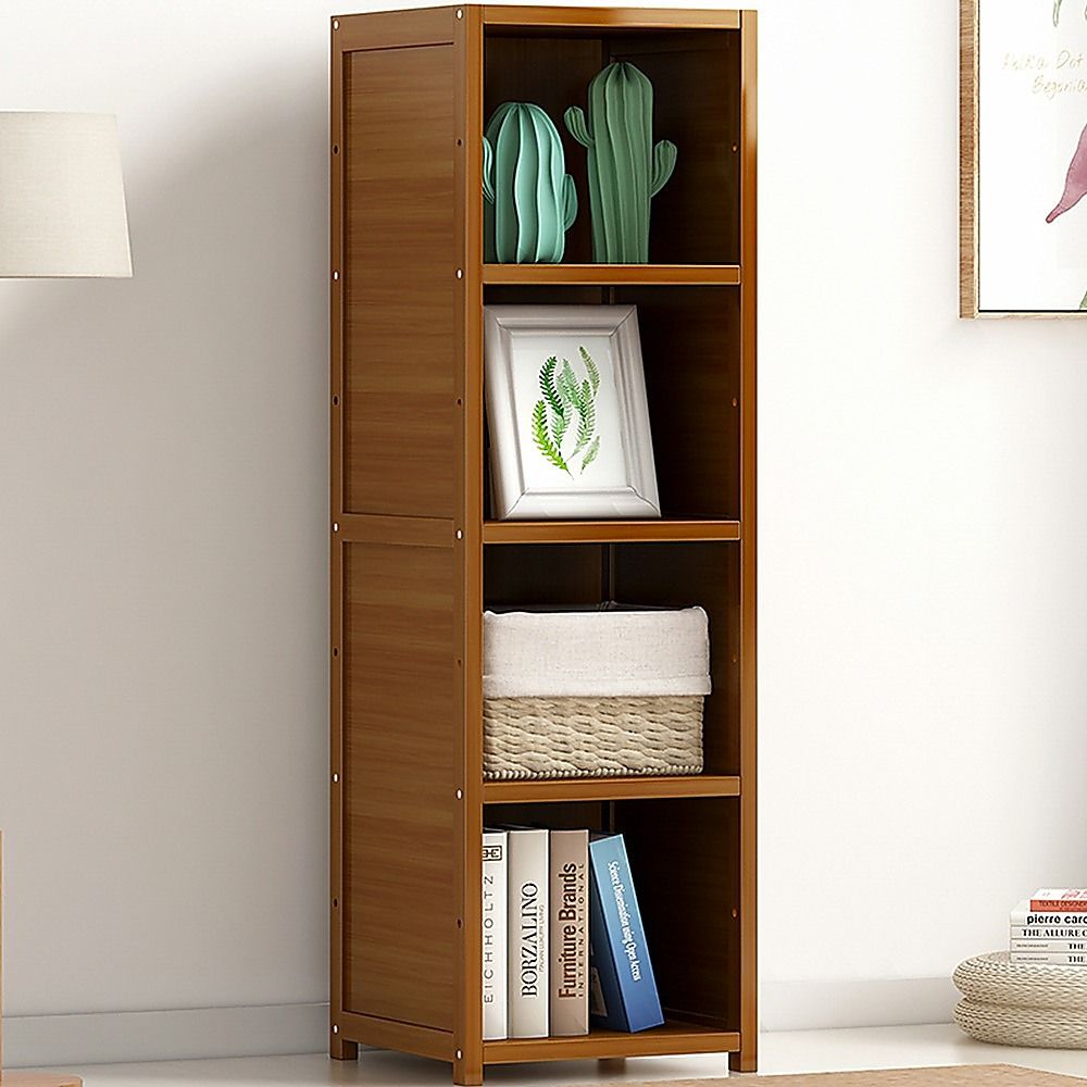Bamboo 4-Shelf Bookcase – Adjustable Display Storage Rack Stand for Living Room, Bedroom, Office or Home Organisation-Bookcases & Shelves-PEROZ Accessories