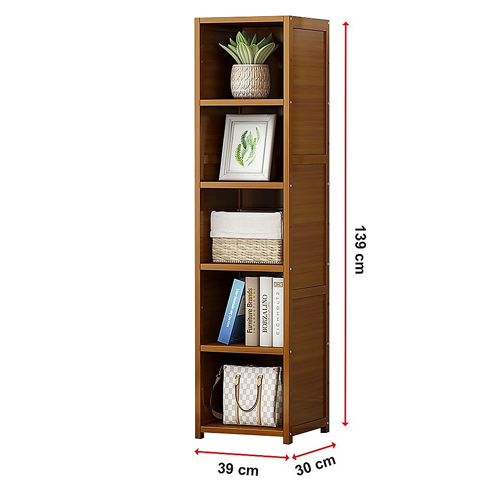 Bamboo Shelf Bookcase Display Storage Rack Stand Livingroom Bedroom-Bookcases & Shelves-PEROZ Accessories