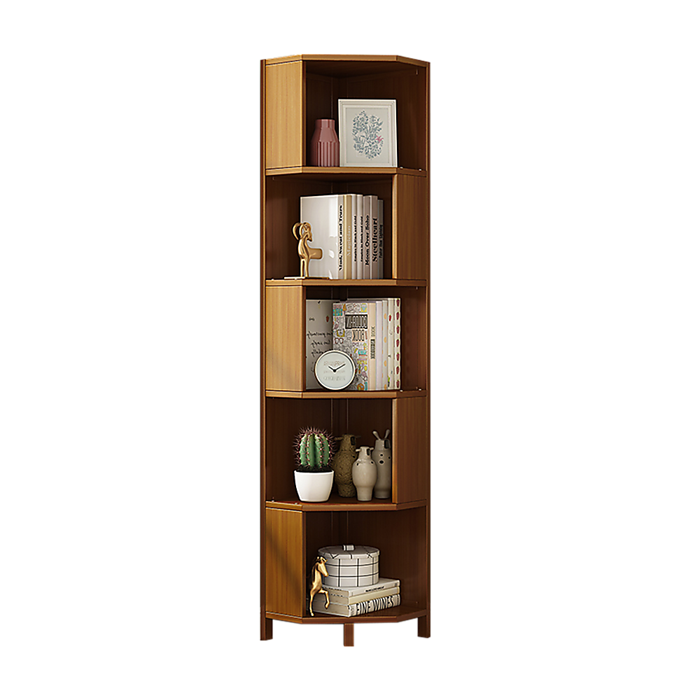 5-Shelf Corner Bookcase Industrial Bookshelf Display Storage Stand-Bookcases & Shelves-PEROZ Accessories
