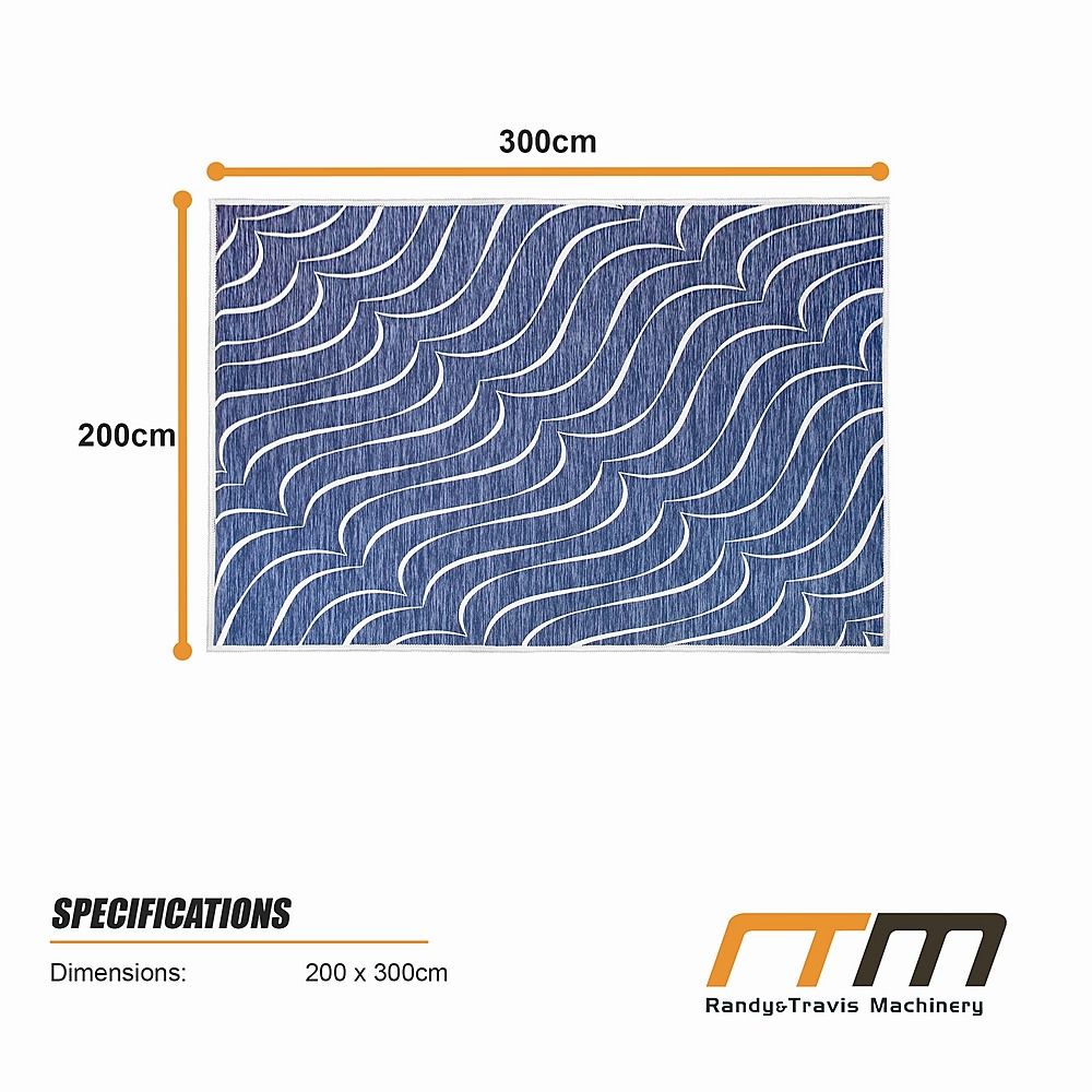 Large Floor Rug – 200x300cm Blue Rug (Waves Style)-Furniture > Office-PEROZ Accessories