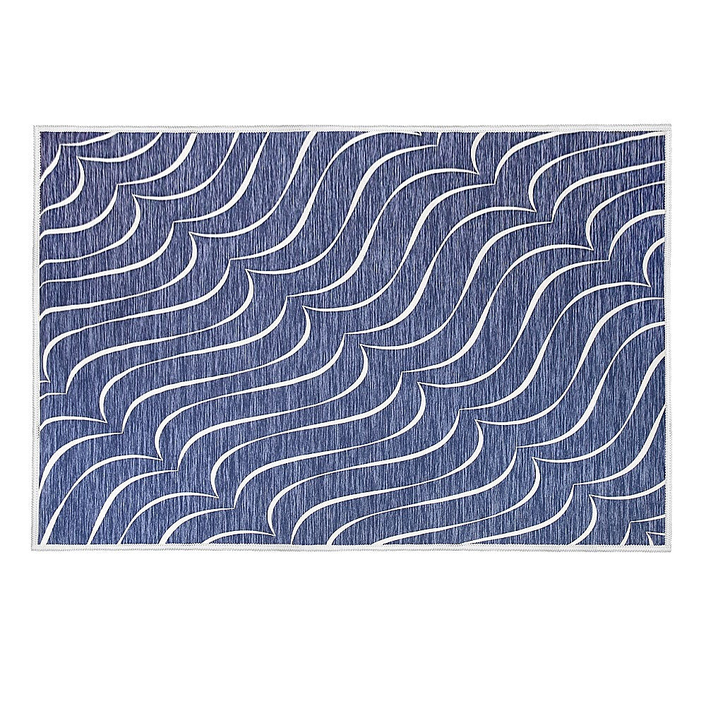200x300cm Large Floor Blue Wave Lines Rug – Modern Area Carpet for Bedroom, Living Room, Lounge or Home Décor Mat-Furniture > Office-PEROZ Accessories