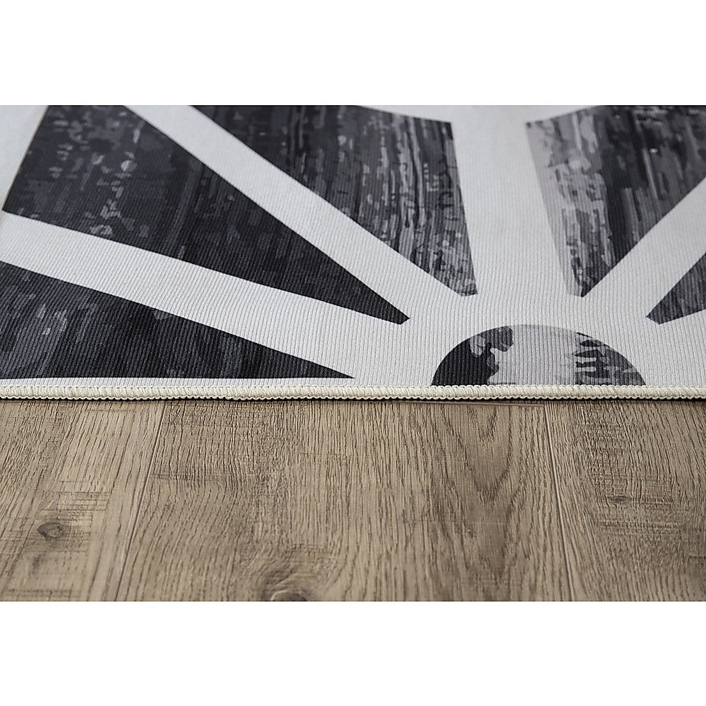 200x300cm Large Floor Black & White Geometric Rug – Modern Area Carpet for Bedroom, Living Room, Lounge or Home Décor Mat-Furniture > Office-PEROZ Accessories
